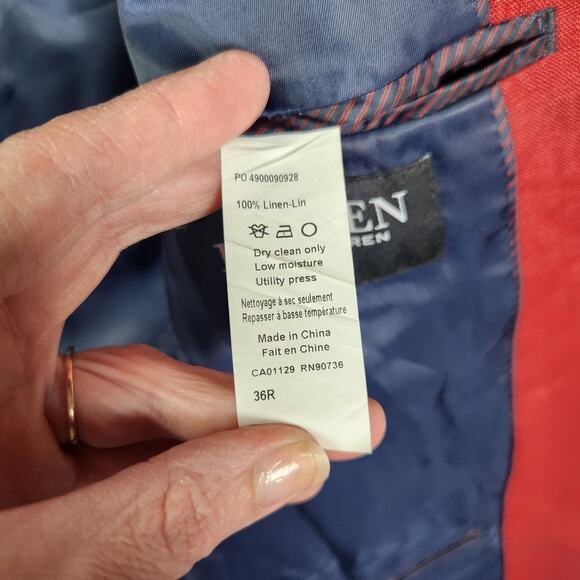 Lauren Ralph Lauren Linen Sport Coat Blazer Jacket 36R Men Preppy Rust Red Fall - Picture 3 of 15